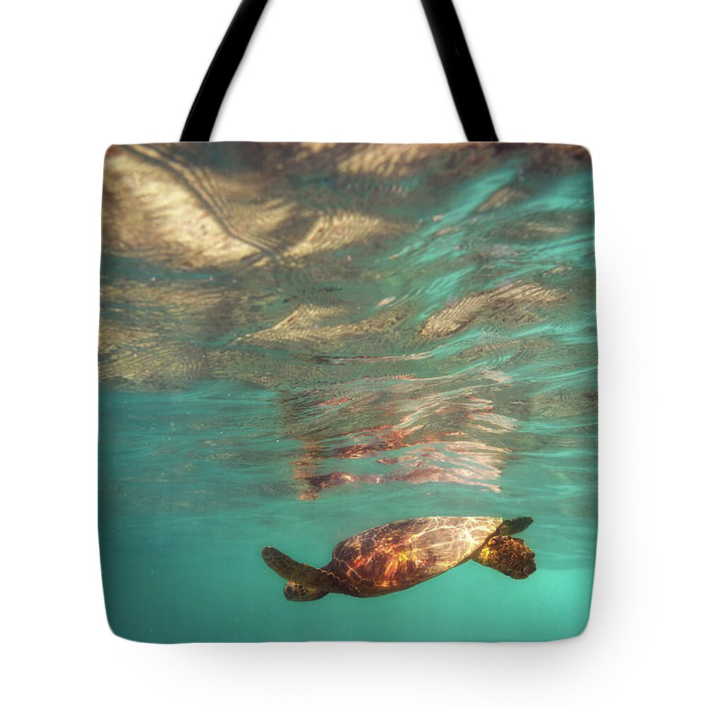 Hawaii Tote Bag featuring the photograph Hawaiian Turtle by Christopher Johnson