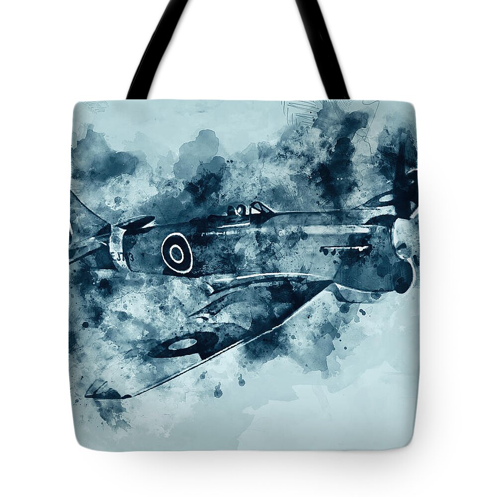 Tempest Tote Bag featuring the painting Hawker Tempest - 04 by AM FineArtPrints