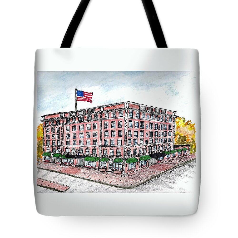 Paul Meinerth Artist Tote Bag featuring the drawing Hawthorne Hotel by Paul Meinerth