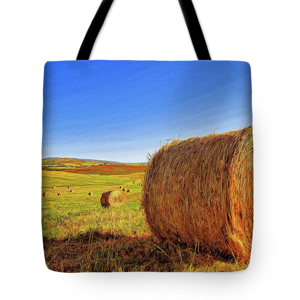 Hay Bales Tote Bag featuring the painting Hay Bales by Dominic Piperata