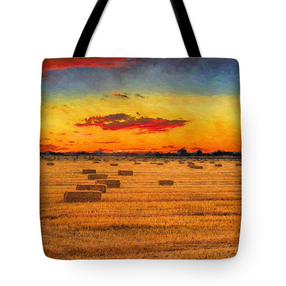 Hay Fields Tote Bag featuring the photograph Hay Fields by Greg Norrell
