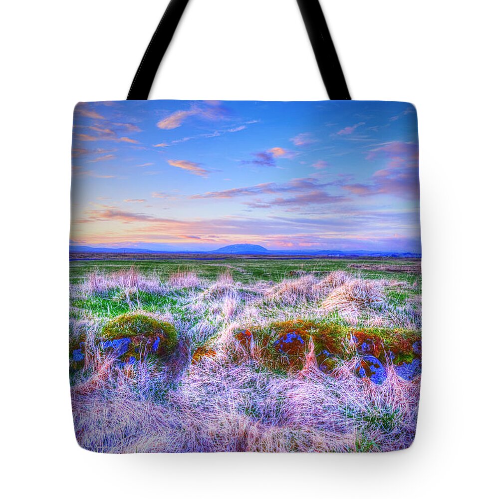 Selfoss Tote Bag featuring the photograph Hayfield near Selfoss Iceland by Jack Torcello