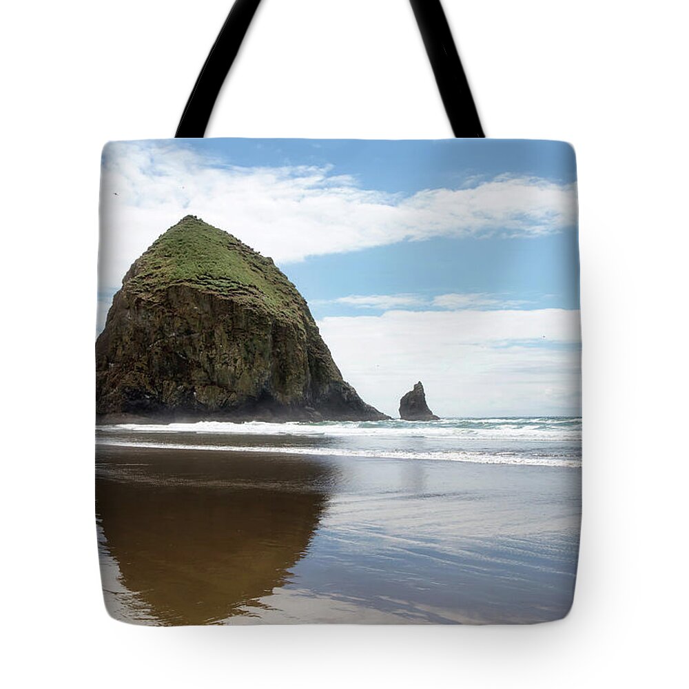 Cannon Beach Tote Bag featuring the photograph Haystack Rock #1 by Rebecca Cozart