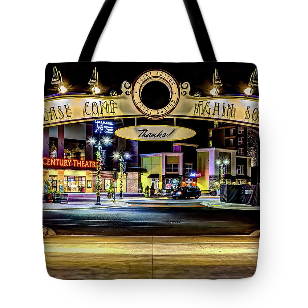 Point Tote Bag featuring the photograph HDR of Point Ruston Come Again Soon Archway by Rob Green