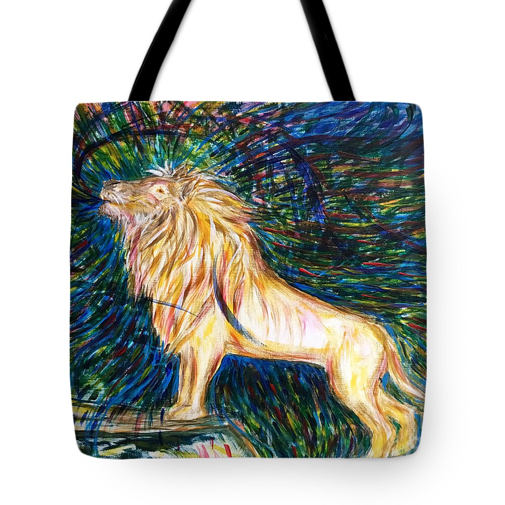 Prophetic Art Tote Bag featuring the painting He Is Mighty To Save by Pam Herrick