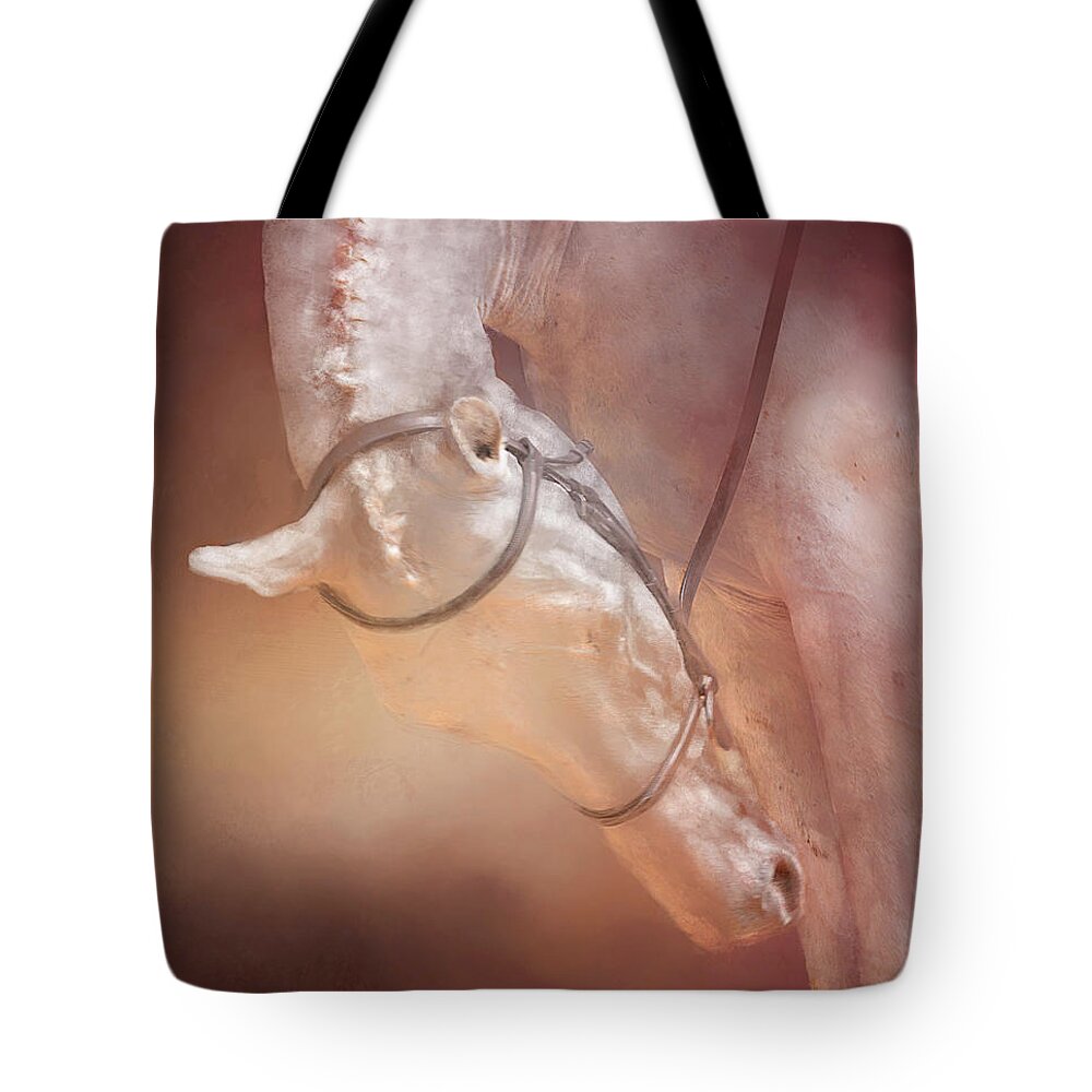 Horse Tote Bag featuring the photograph Head Down by Kathy Russell