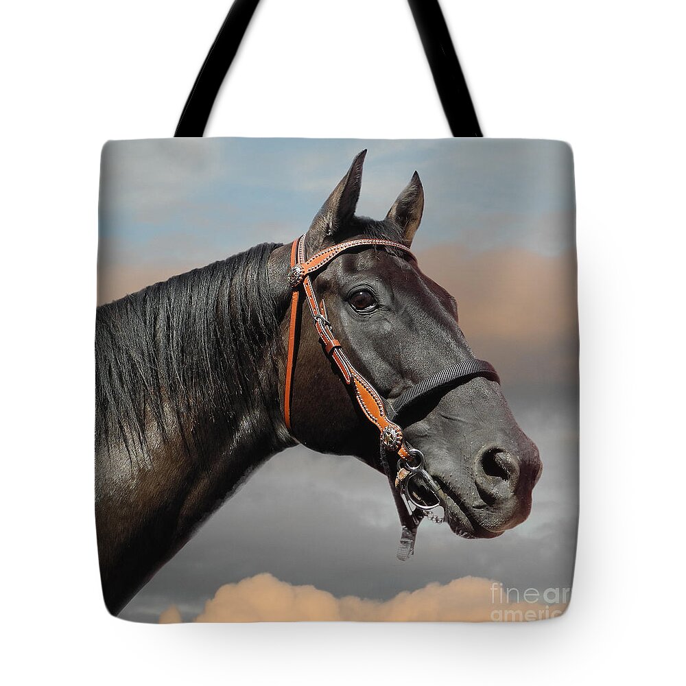 Horse Tote Bag featuring the photograph Head in The Clouds by Carol Randall