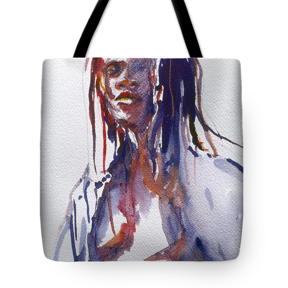 Close-up Tote Bag featuring the painting Head Study 3 by Barbara Pease