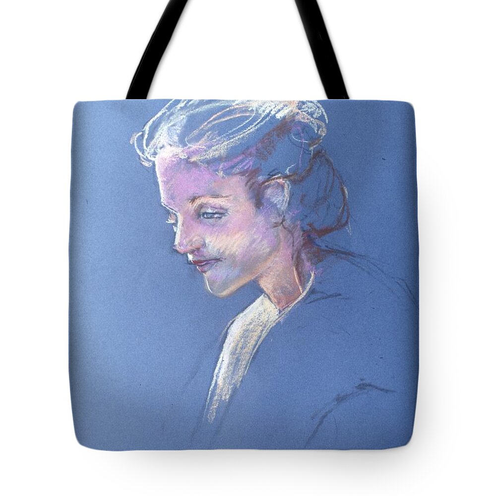 Headshot Tote Bag featuring the painting Head study 6 by Barbara Pease