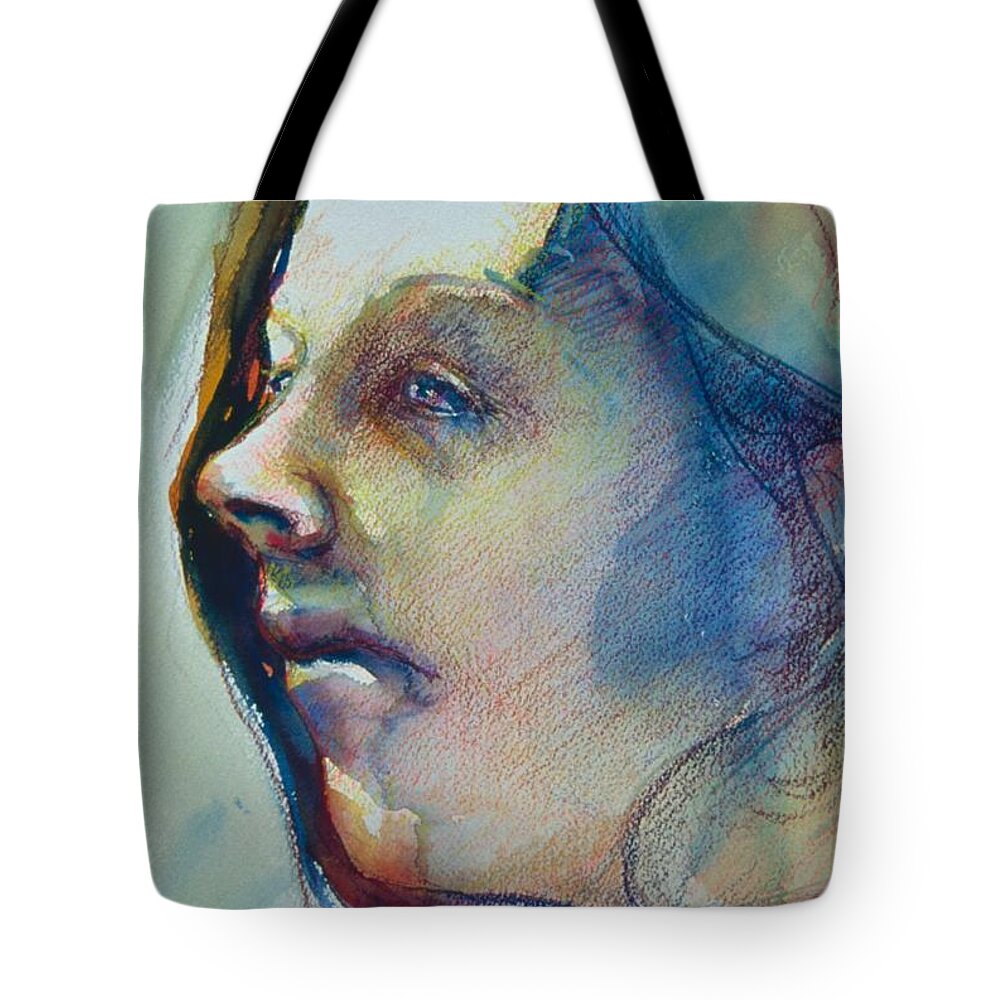 Headshot Tote Bag featuring the painting Head Study 7 by Barbara Pease