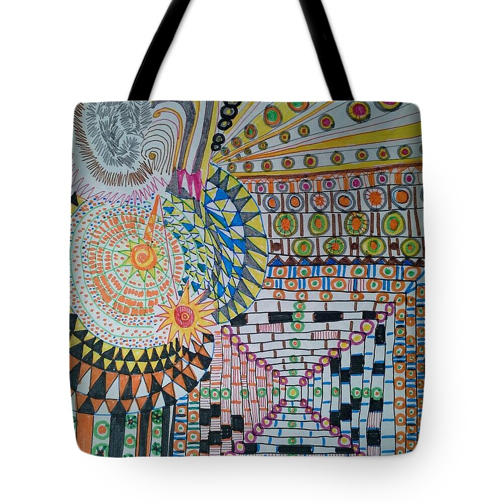 Nature Tote Bag featuring the drawing Head to Nature #1 by Sukalya Chearanantana
