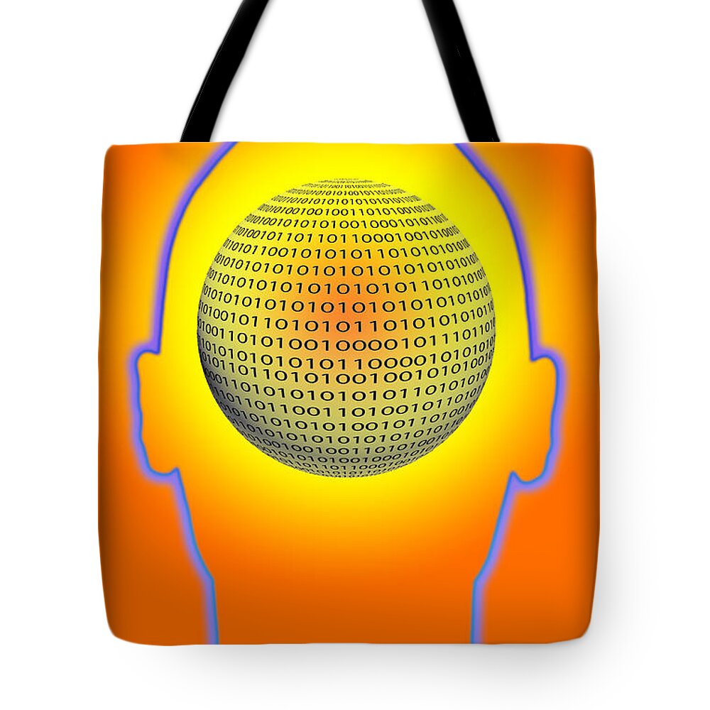 Symbol Tote Bag featuring the photograph Head With Binary Numbers by George Mattei