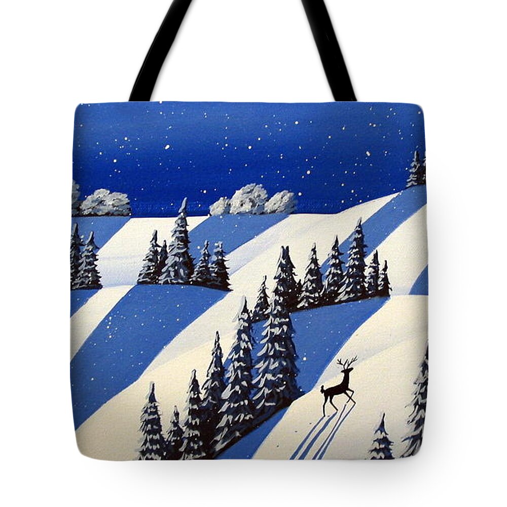 Art Tote Bag featuring the painting Heading North - modern winter landscape by Debbie Criswell