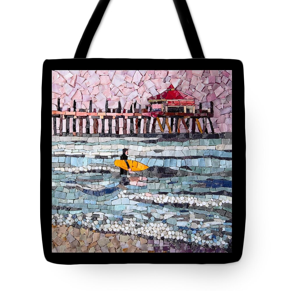 Mosaic Tote Bag featuring the glass art Headed Out by Anne Marie Price
