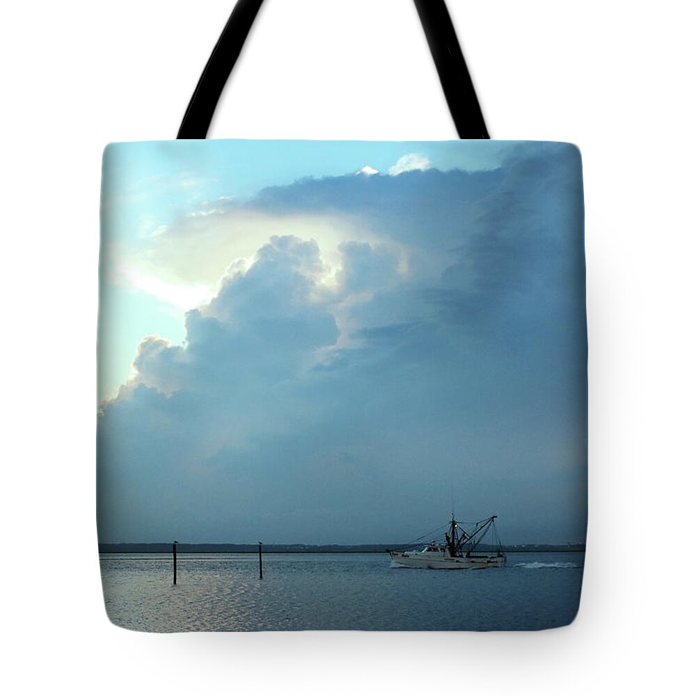Fishing Vessel Tote Bag featuring the photograph Heading Out Of The Storm by Captain Debbie Ritter