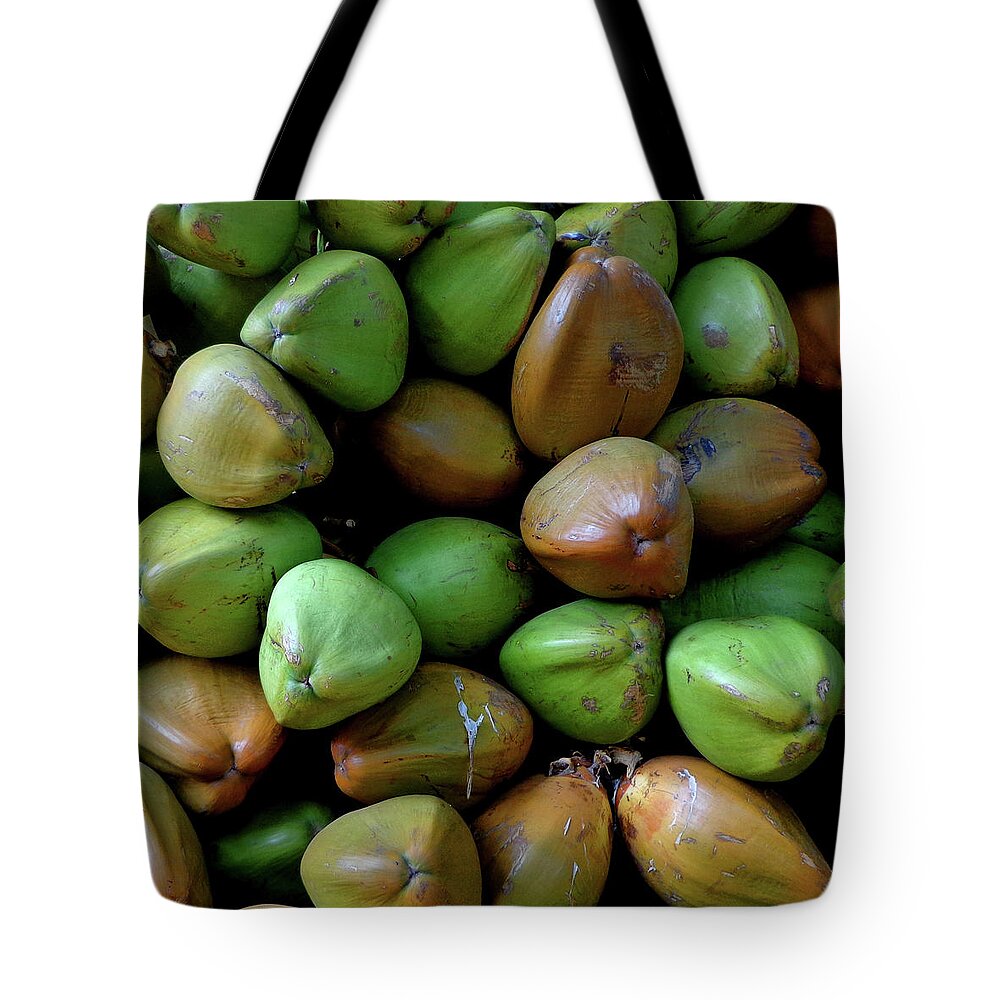 India Tote Bag featuring the photograph Heap of Tender Coconuts by Misentropy