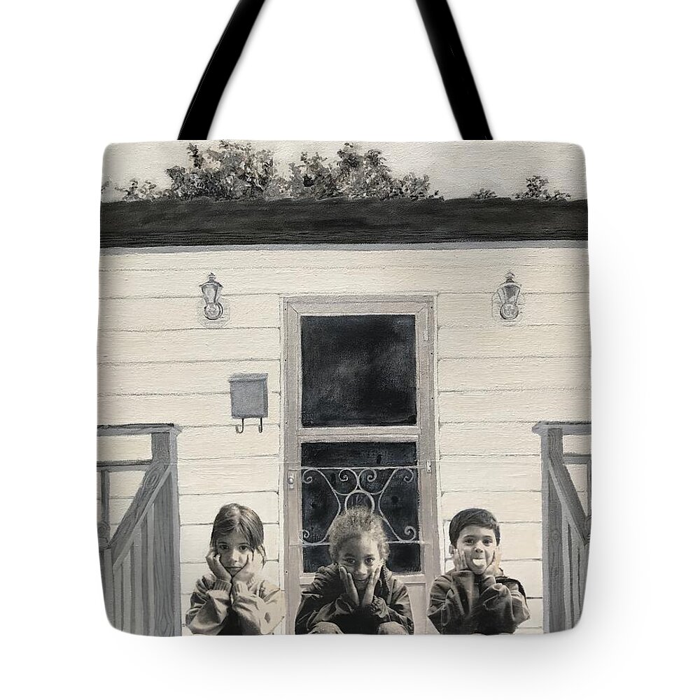 Children Tote Bag featuring the mixed media Do No Evil by Leah Tomaino
