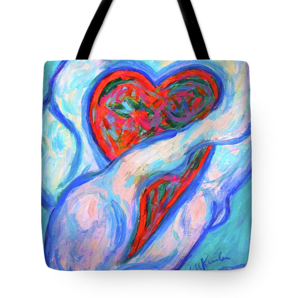 Cloud Prints For Sale Tote Bag featuring the painting Heart Cloud by Kendall Kessler