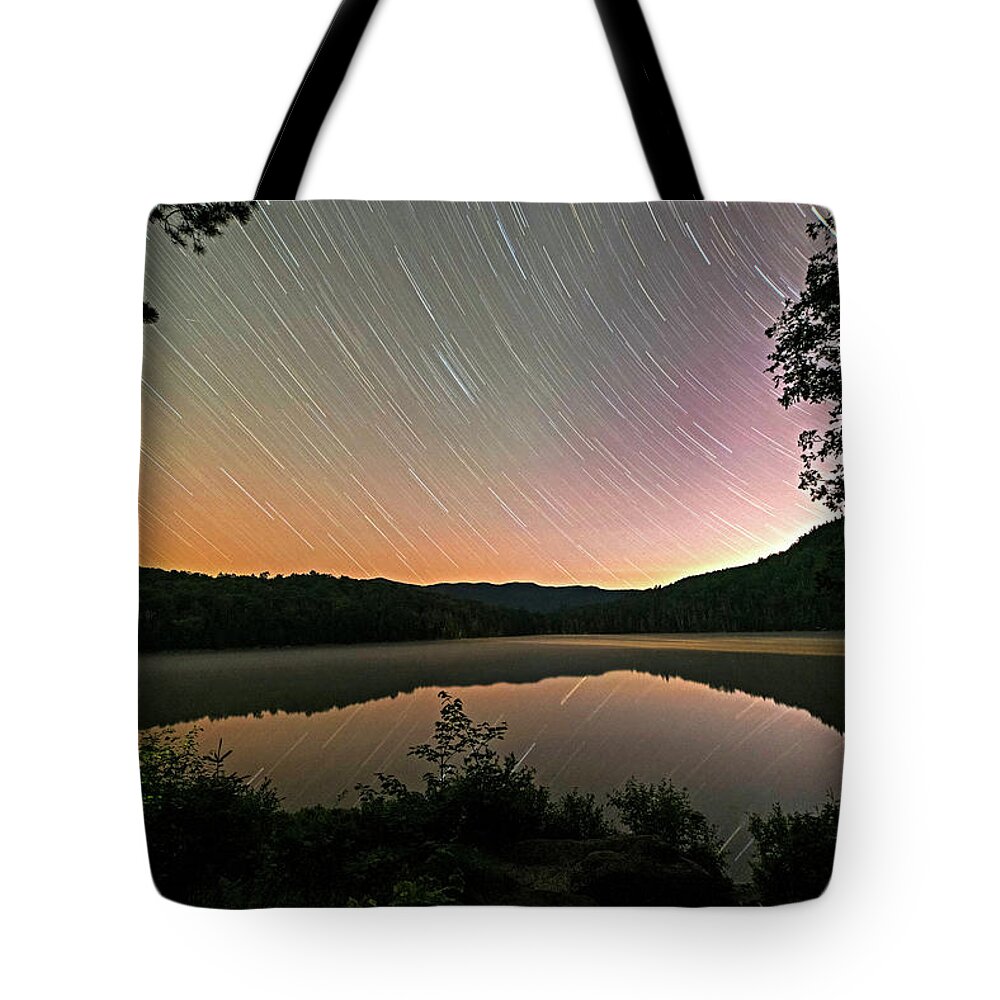 Heart Tote Bag featuring the photograph Heart Lake Star Trail Adirondacks North Elba by Toby McGuire