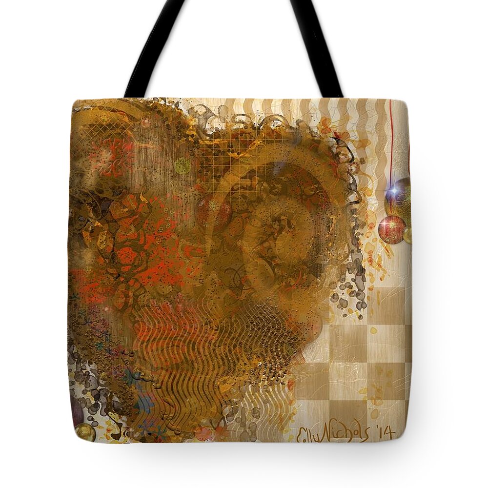 Abstract Tote Bag featuring the digital art Heart of Chaos by Ellen Dawson