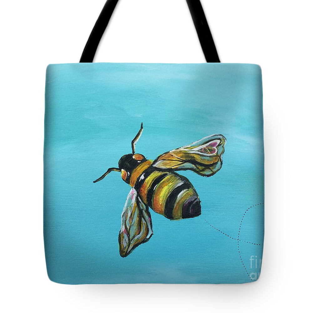 Bee Tote Bag featuring the painting Heart on my Wing by Kim Heil