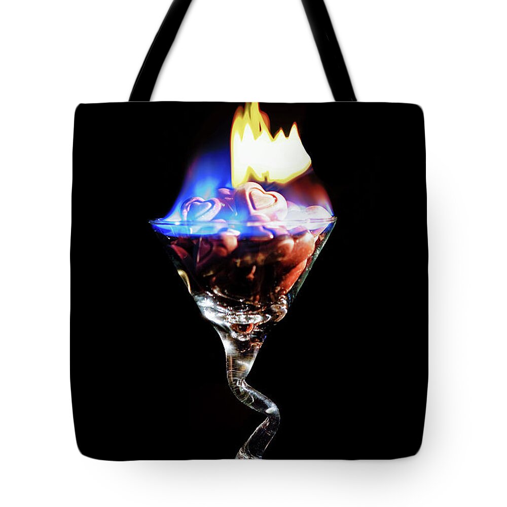 Martini Tote Bag featuring the photograph Hearts on Fire by Scott Campbell