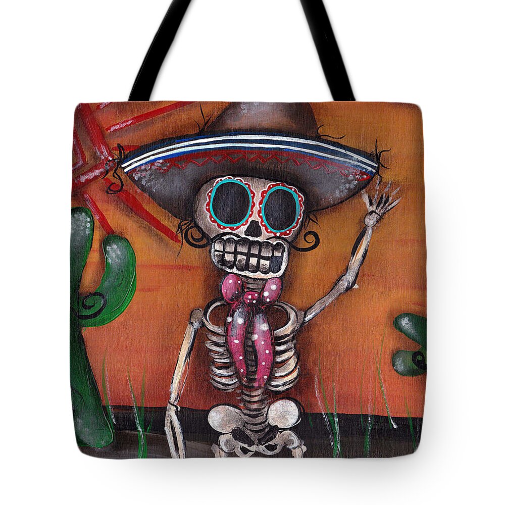Day Of The Dead Tote Bag featuring the painting Heat Wave by Abril Andrade