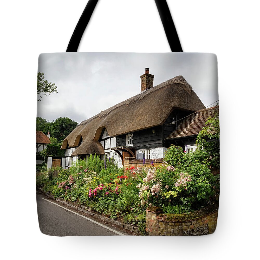 England Tote Bag featuring the photograph Heather cottage by Shirley Mitchell
