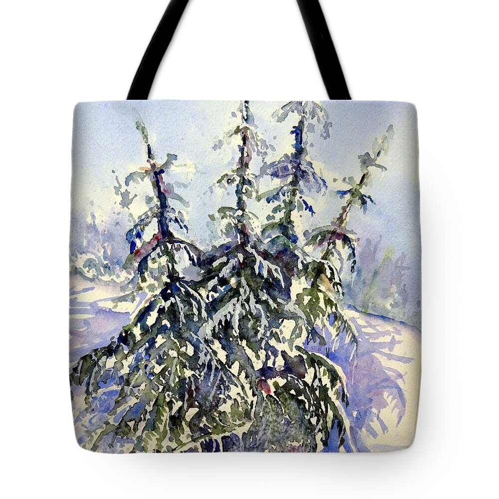 Cascade Range Tote Bag featuring the painting Heavy Snow in the Cascades by Anna Jacke