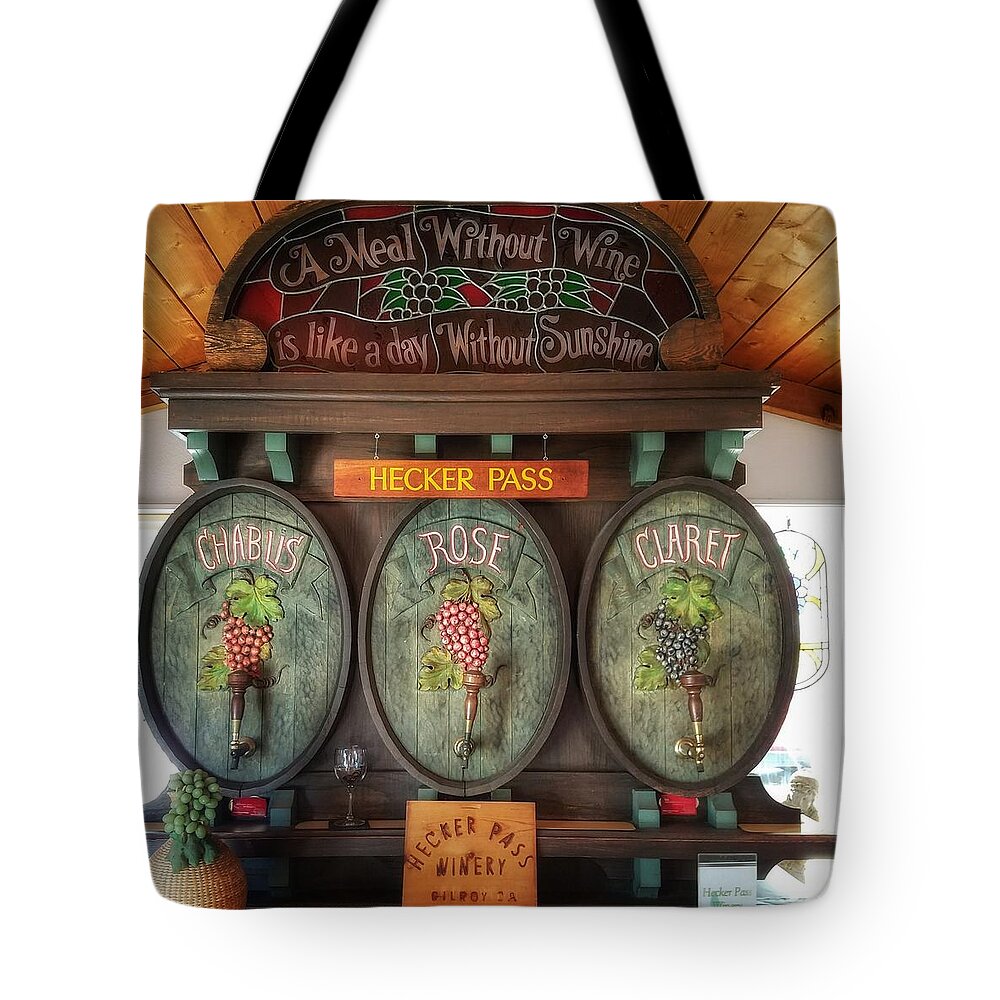 Road Trip Tote Bag featuring the photograph Hecker Pass Winery by Mary Capriole