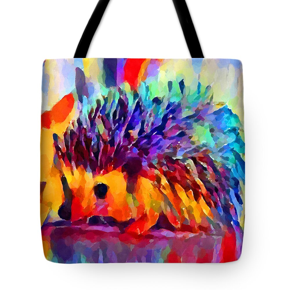Hedgehog Tote Bag featuring the painting Hedgehog by Chris Butler
