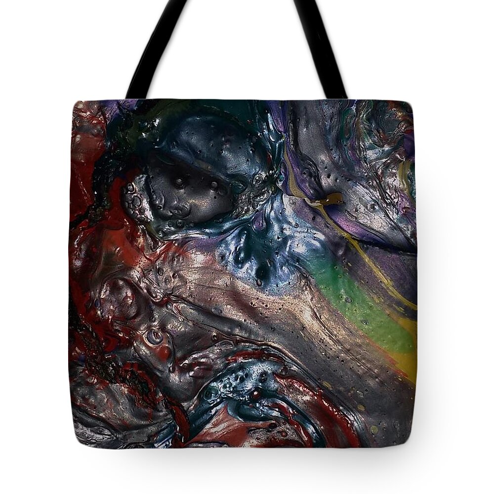 Abstract Tote Bag featuring the painting Helicopter Blade Smile by Gyula Julian Lovas