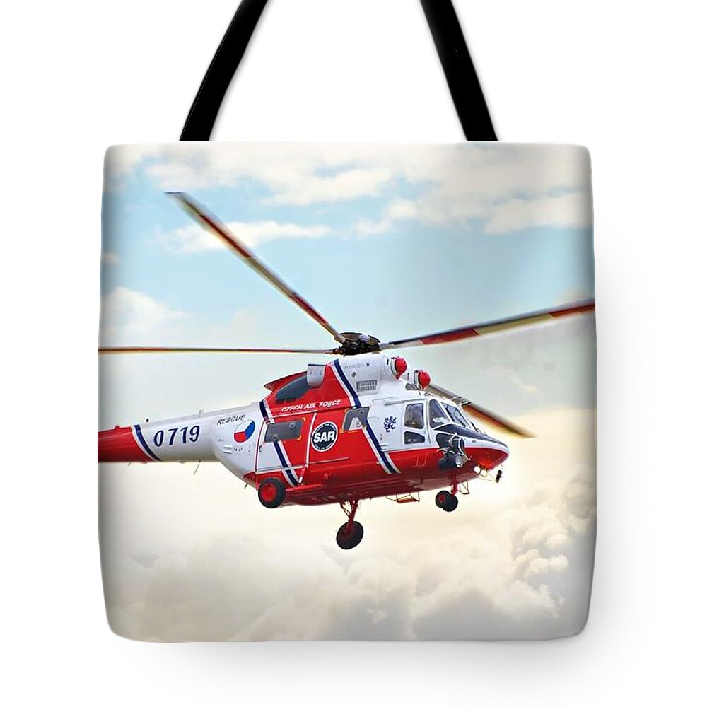 Helicopter Tote Bag featuring the photograph Helicopter by Jackie Russo
