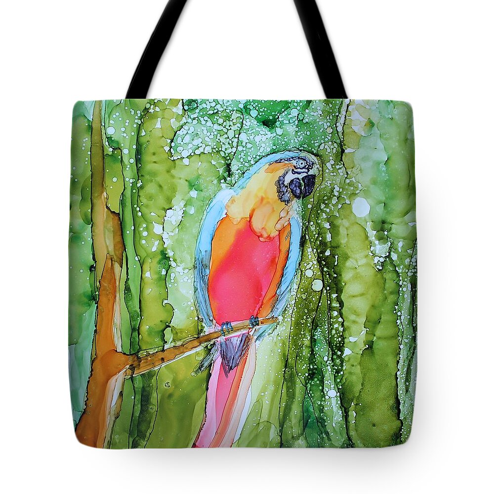 Parrot Tote Bag featuring the painting Hello Hello by Ruth Kamenev