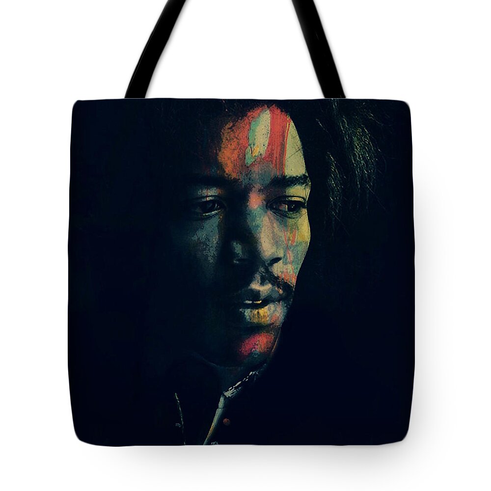 Jimi Hendrix Tote Bag featuring the digital art Hendrix by Paul Lovering