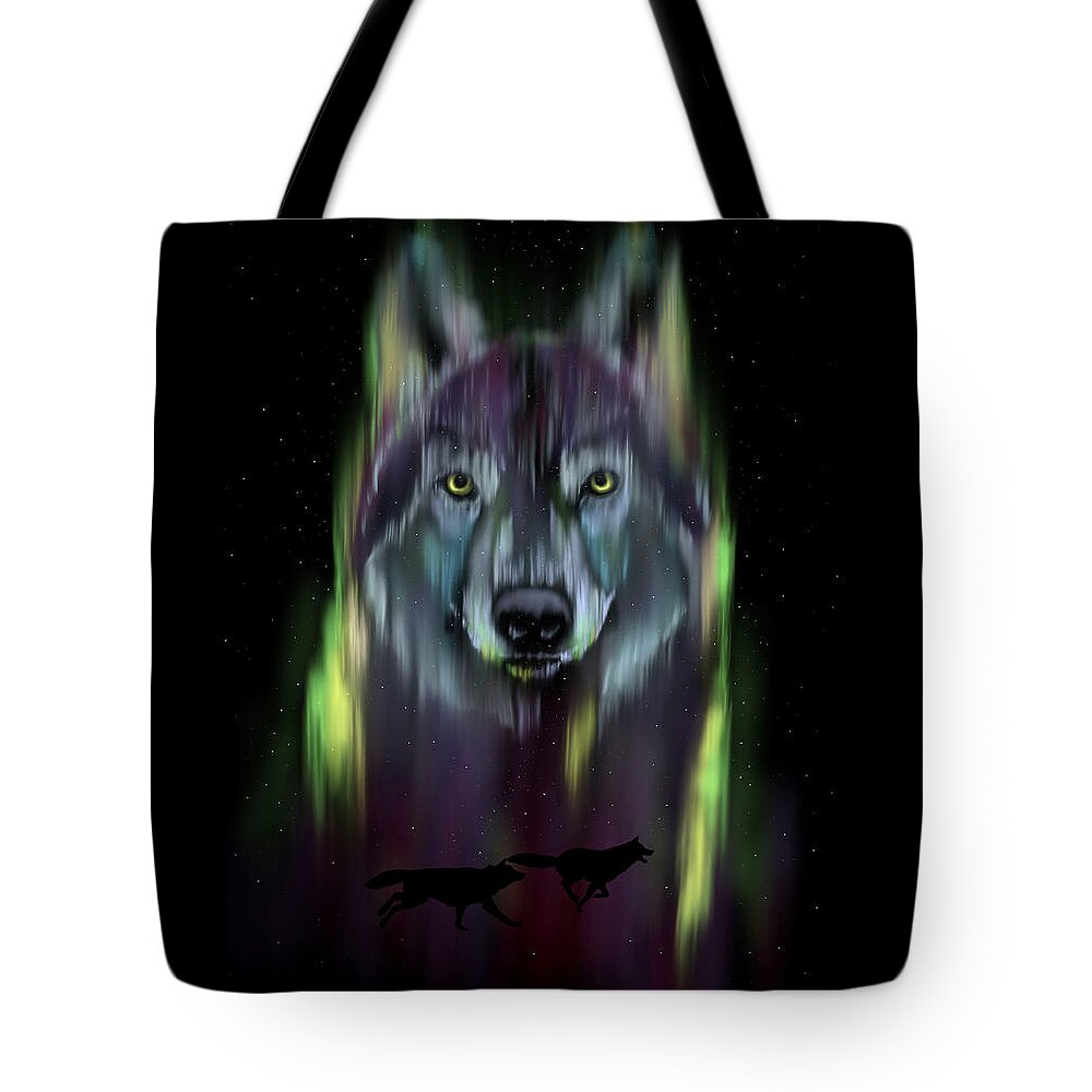 Wolf Tote Bag featuring the digital art Her Eyes Were Like Twin Moons by Norman Klein