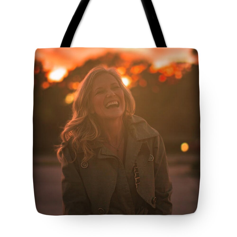 Portrait Tote Bag featuring the photograph Her Laugh by Peter Hull