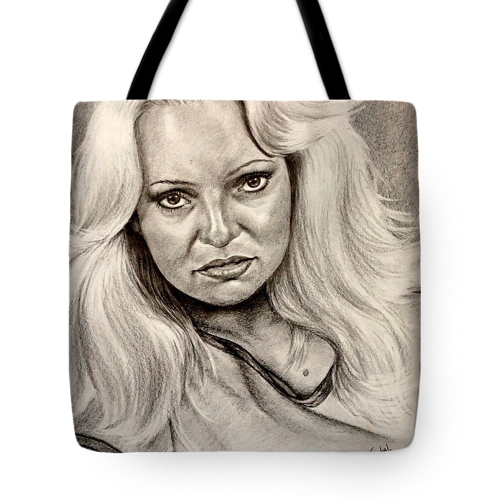 Girl Tote Bag featuring the drawing Her Mood by Georgia Doyle