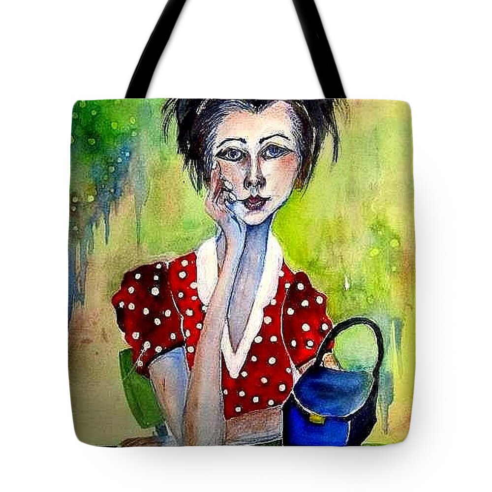  Tote Bag featuring the painting Her Purse Too by Esther Woods