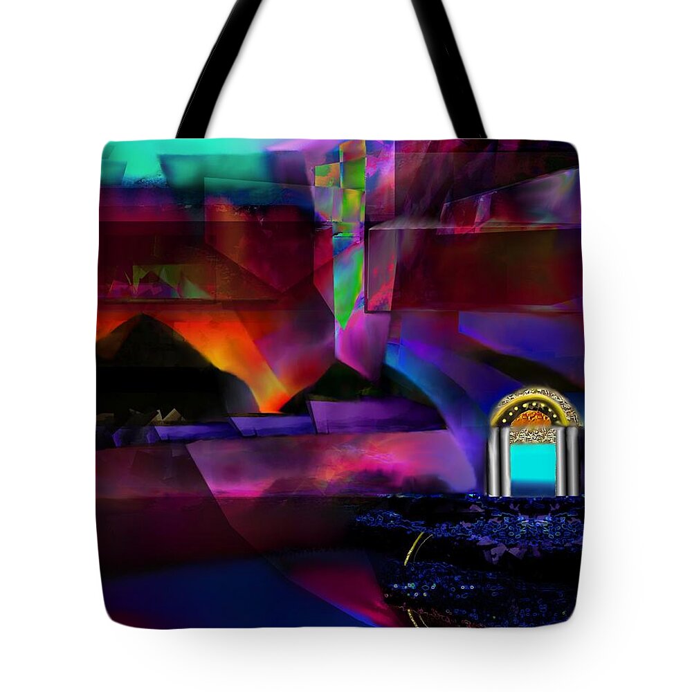 Hercules Tote Bag featuring the painting Hercules searching for the garden of the Hesperides by Wolfgang Schweizer