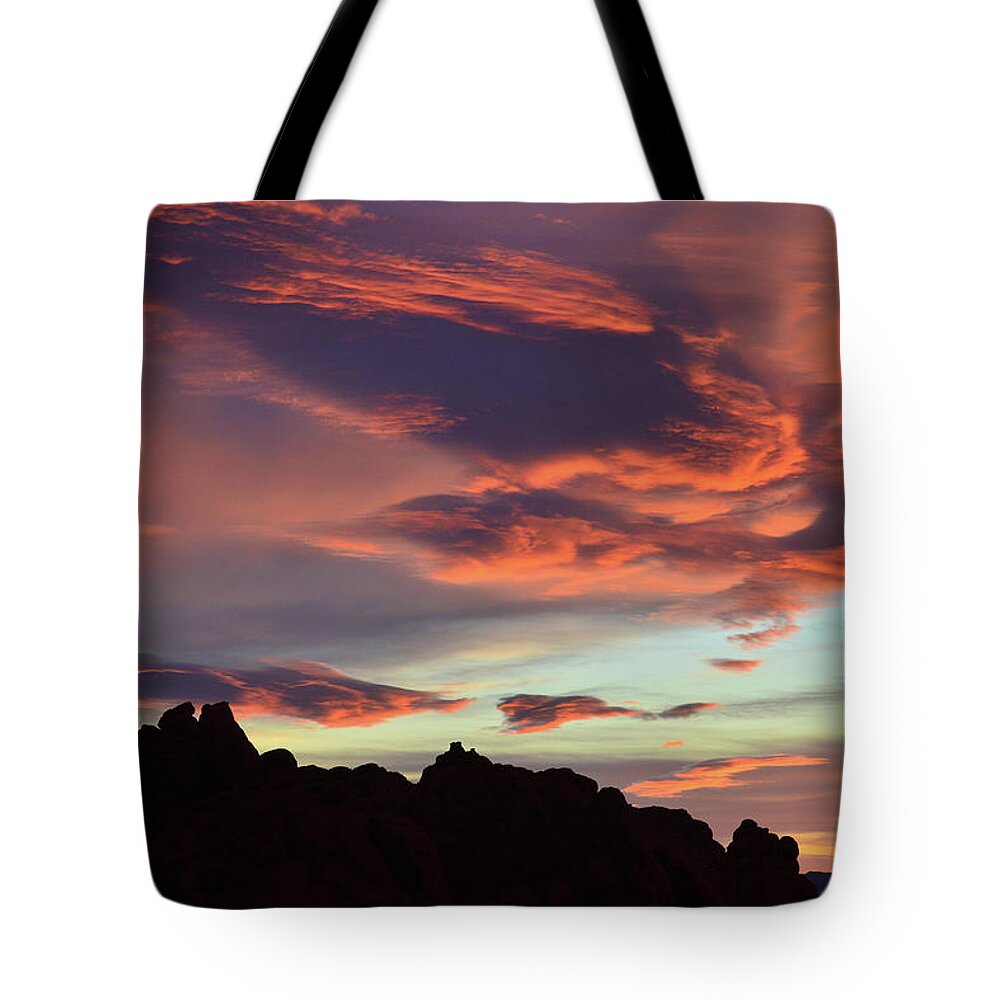Valley Of Fire State Park Tote Bag featuring the photograph Here Comes the Sun at Valley of Fire by Ray Mathis