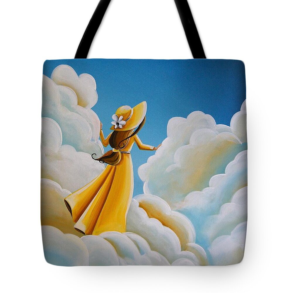 Girl Tote Bag featuring the painting Here Comes The Sun by Cindy Thornton