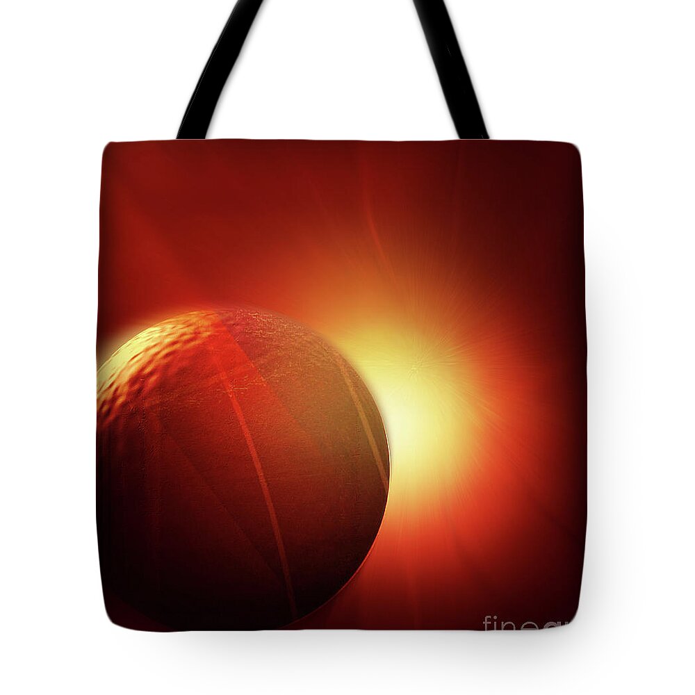 Abstract Tote Bag featuring the digital art Here Comes The Sun by John Krakora