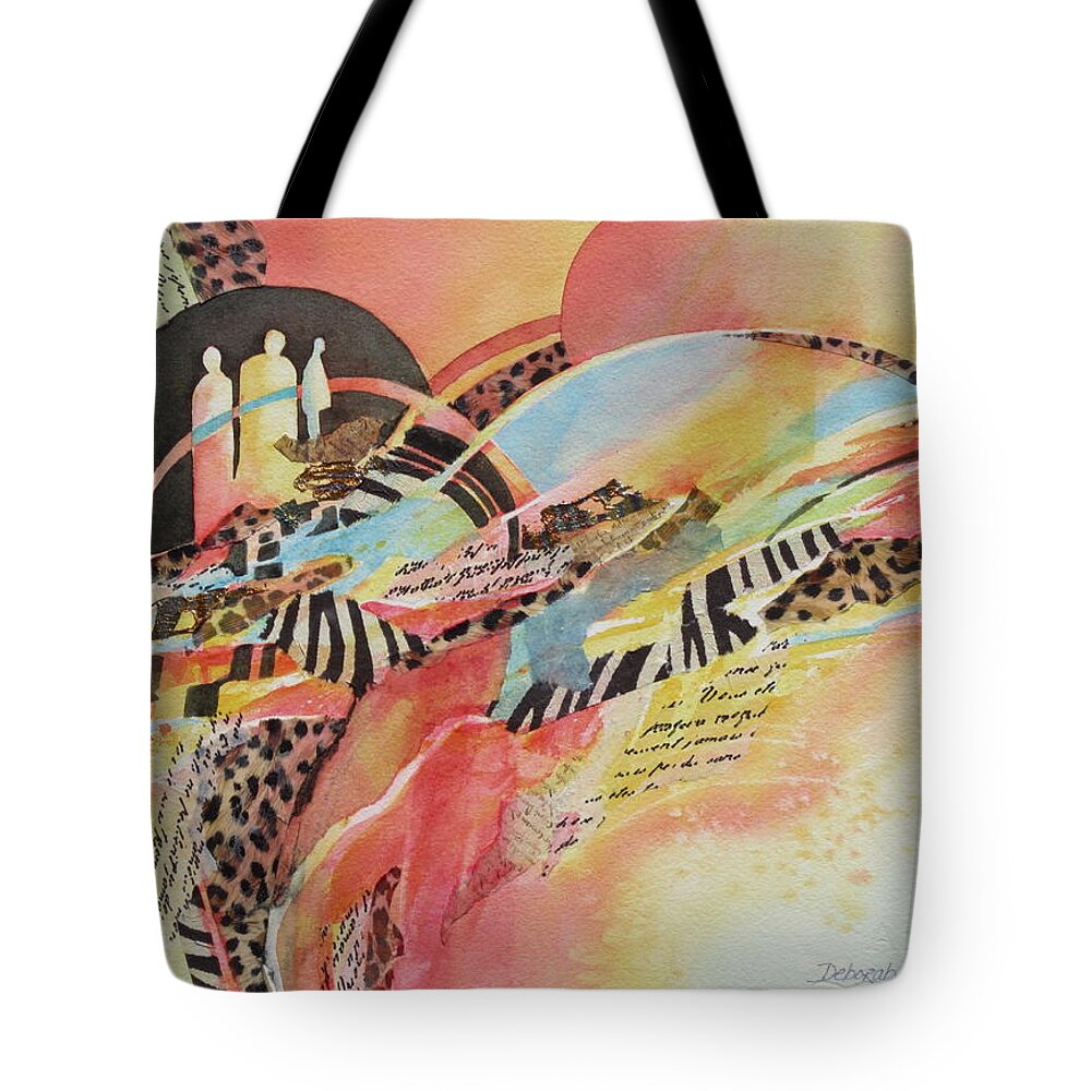  Abstract Tote Bag featuring the painting Here With You by Deborah Ronglien
