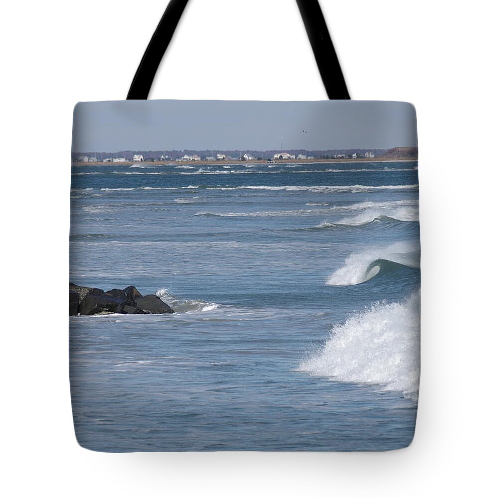 Waves Tote Bag featuring the photograph Hereford Inlet by Greg Graham