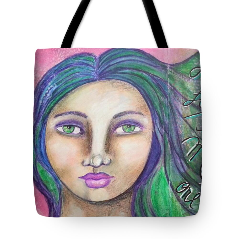 Mixedmediaportrait Tote Bag featuring the photograph Mixed media Whimsical face by Cristina Parus