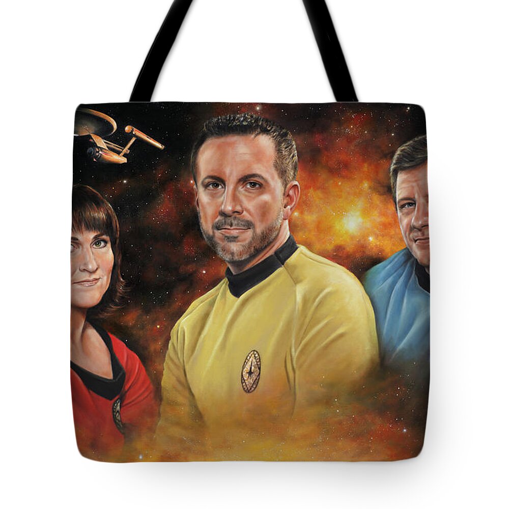 Starship Farragut Tote Bag featuring the painting Heroes of the Farragut by Kim Lockman