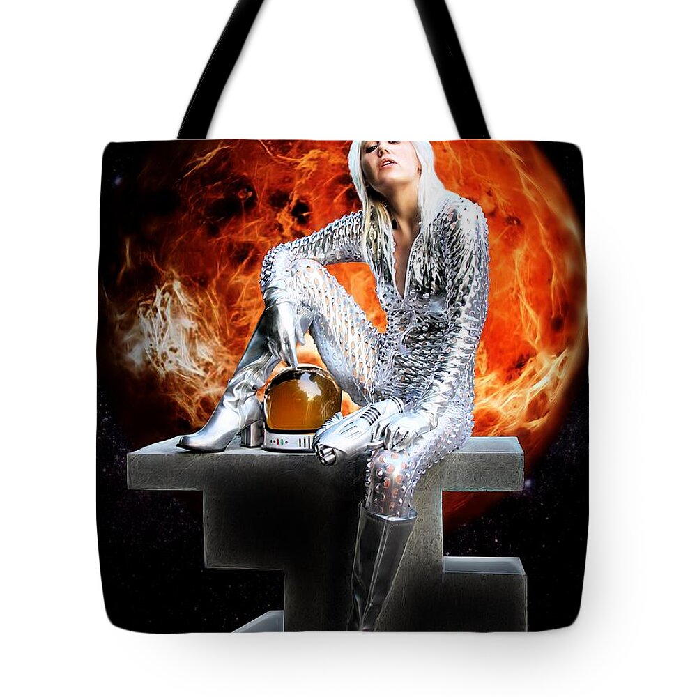 Fantasy Tote Bag featuring the painting Heroine Of The Red Planet by Jon Volden