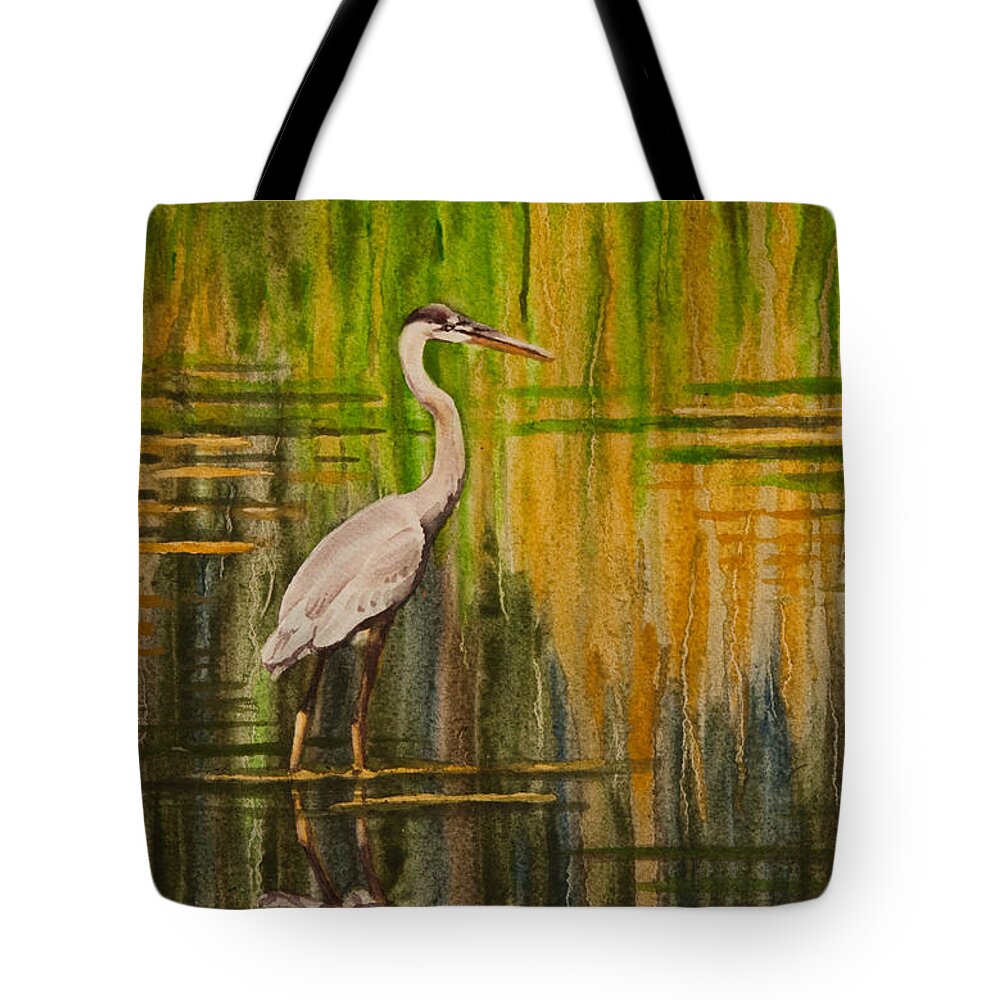 Abstract Tote Bag featuring the painting Heron Drip II by Heidi E Nelson