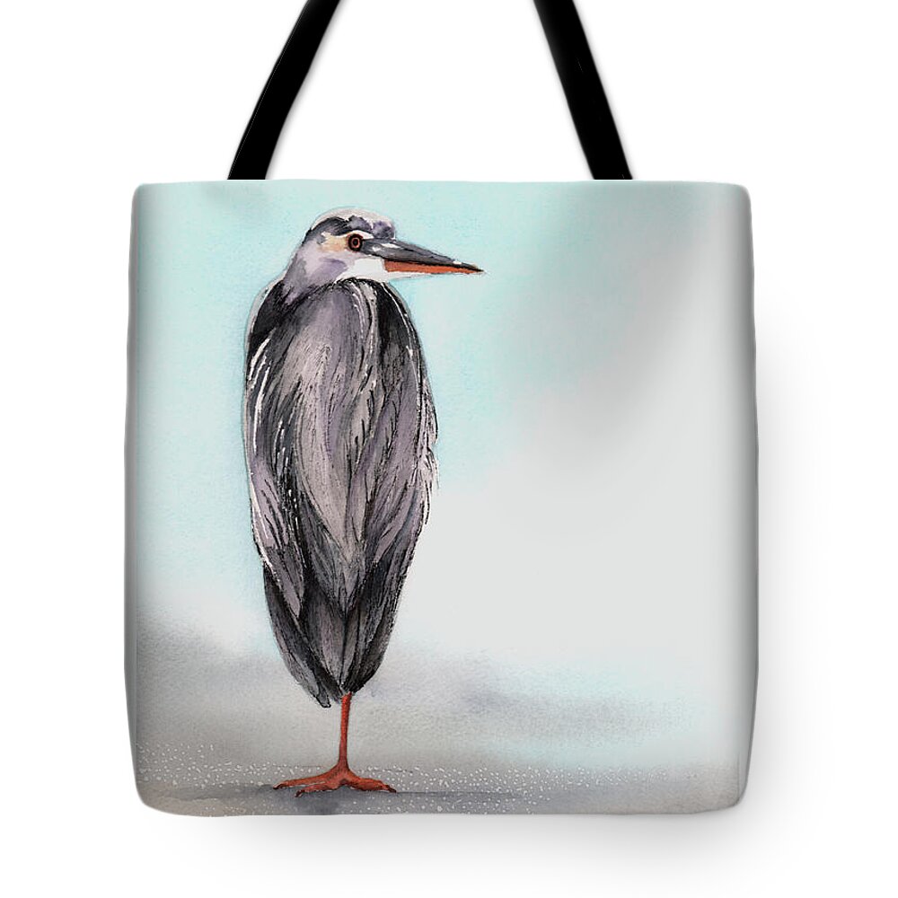 Heron Tote Bag featuring the painting Heron by Hilda Wagner